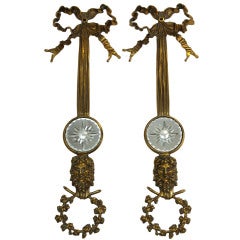 Italian Brass Wall Decorations with Venetian Mirror Details, Pair