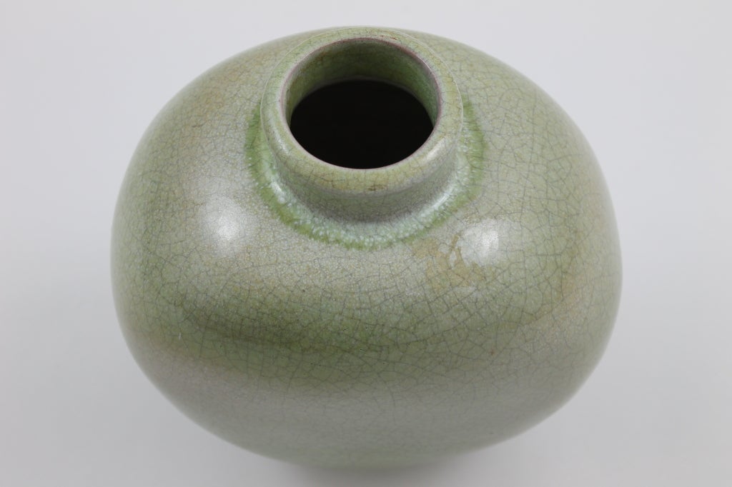 German Chantal pottery vase with crackled finish by Karlsruhe For Sale