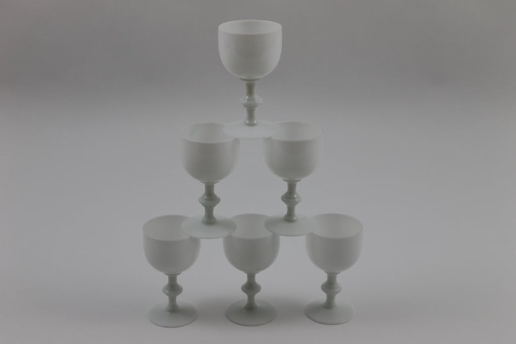 Glass Portieux Vallerysthal P.V. France Water Goblets (6)