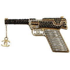 Vintage Chanel Handgun With Strass Crystals And CC Logo