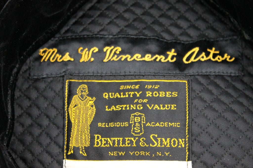 20th Century Estate of Brooke Astor Cap and Gown from NYU New York University For Sale