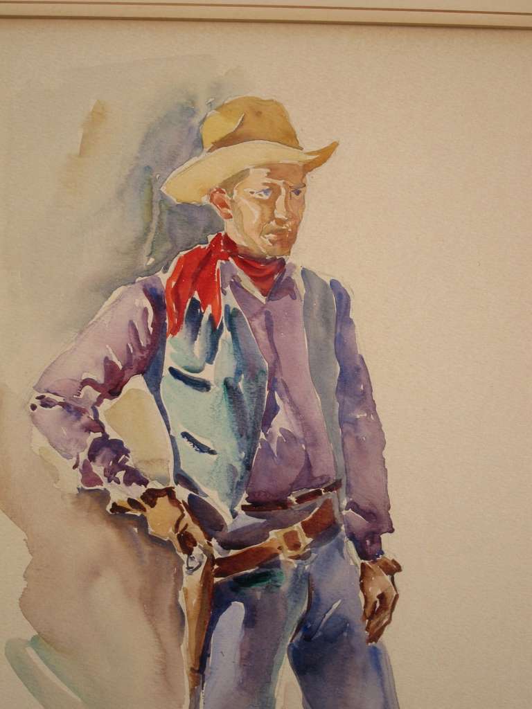 Mexican Cowboy Watercolor by Ramón Espino Barros
