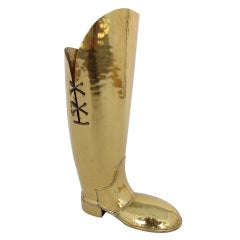 Vintage Brass Boot Umbrella Stand