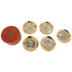 Set of Five Coasters by Piero Fornasetti Milano.