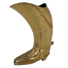 Vintage Brass Cowboy Boot Umbrella Stand