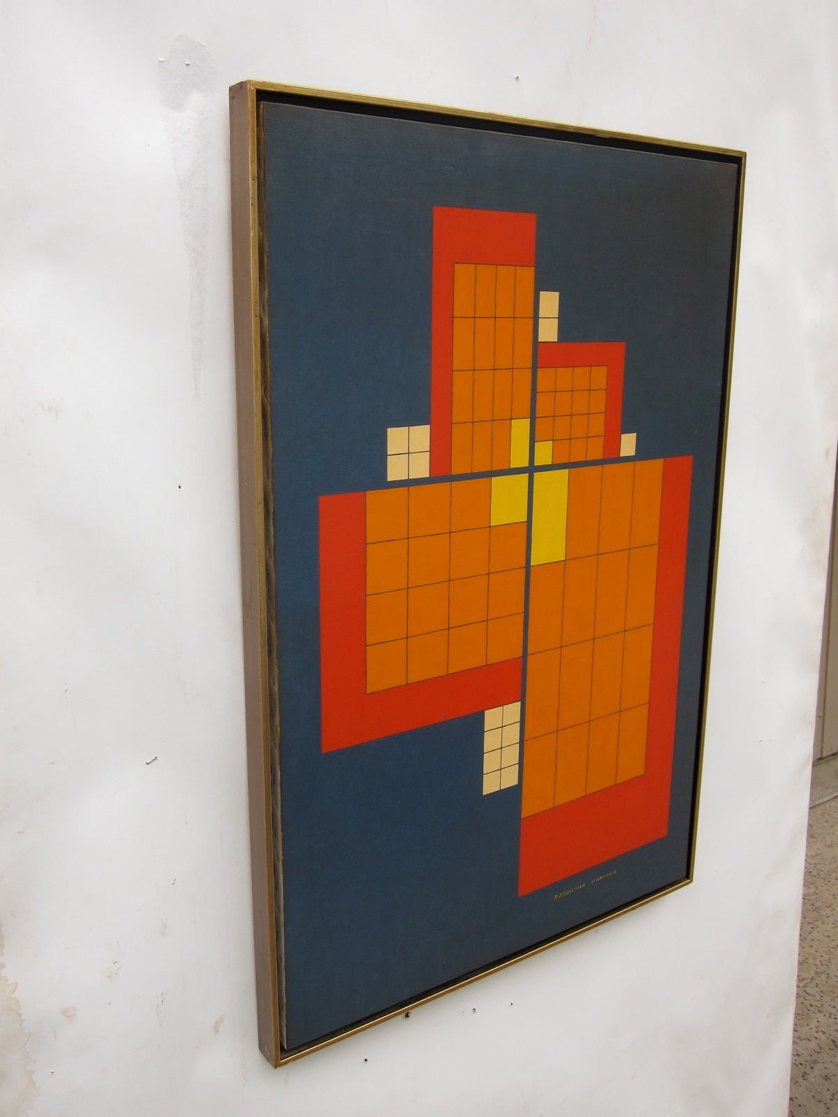 Hard Edge painting by D. J. Sullivan. Signed and dated with binary number. When converted to decimal, 1970.