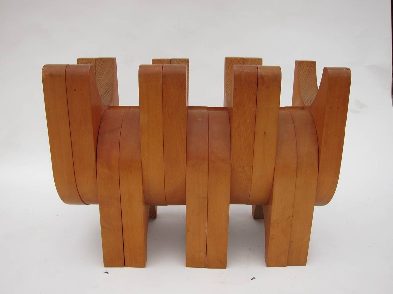 Adjustable wood sculpture by Jean Yates. Jean Yates was a Santa Rosa California. Based artist in the 1960s. Comes with adjustable tool.