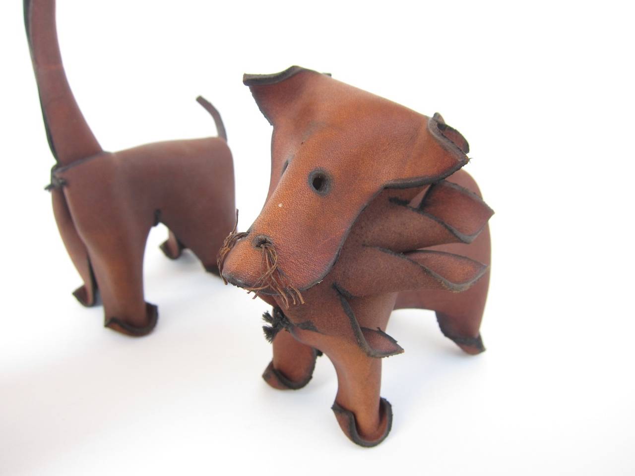 Set of Three Leather Animals in the Style of Deru