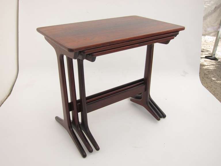 Danish Rosewood Nesting Tables In Good Condition In Palos Verdes Estates, CA