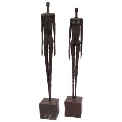Pair Of Brutalist Abstract Modern Sculptures Male & Female