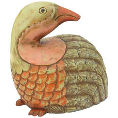 Large Carved and Painted Wooden Bird Sculpture