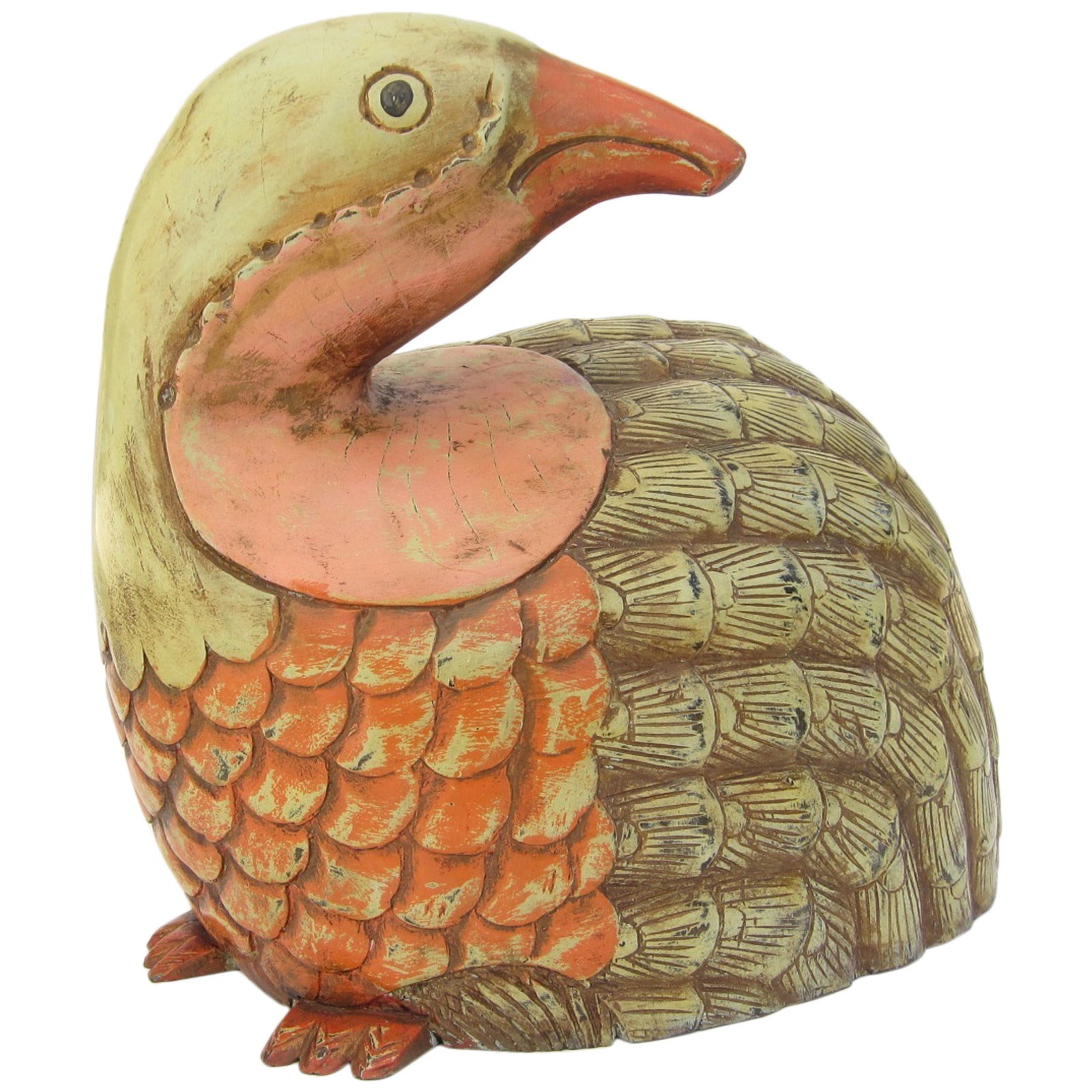 Large Carved and Painted Wooden Bird Sculpture For Sale