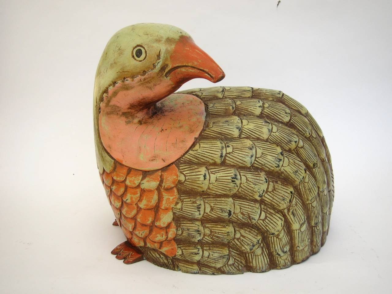 Large Carved and Painted Wooden Bird Sculpture In Good Condition For Sale In Palos Verdes Estates, CA