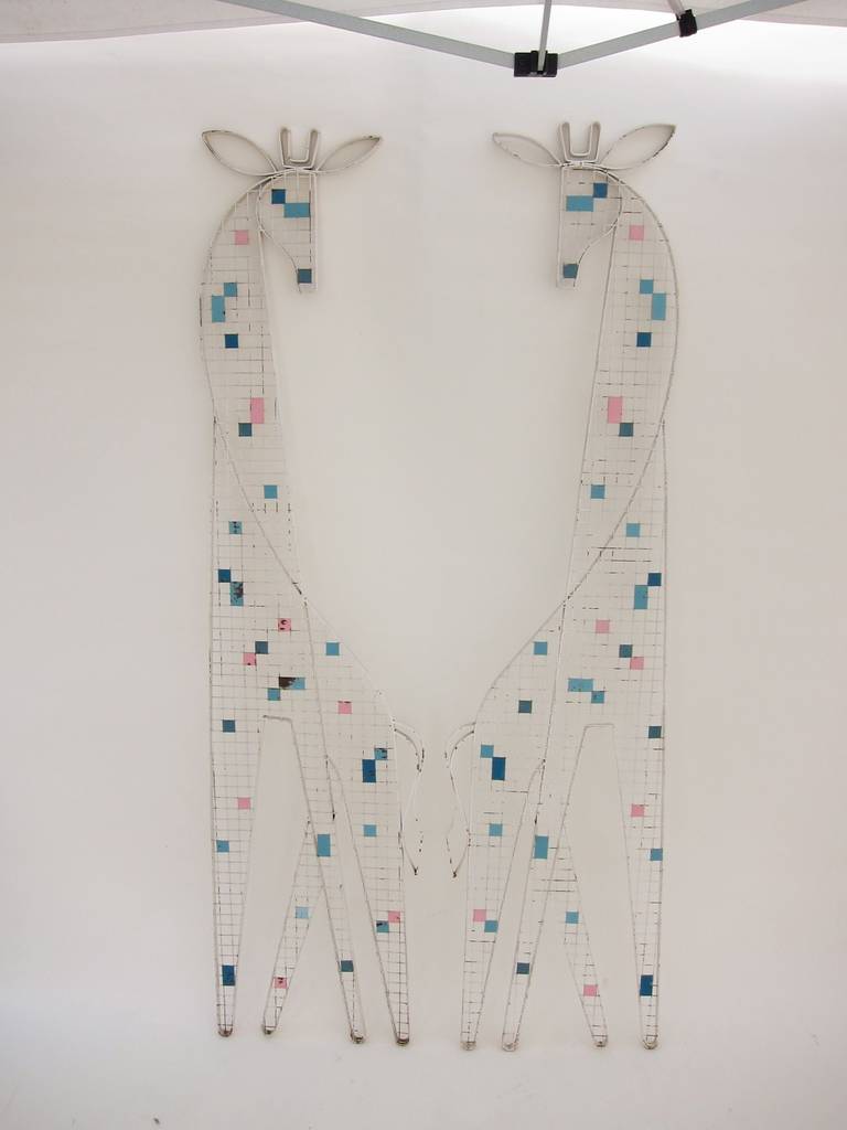 Pair of Monumental Giraffe Wall Sculptures by Frederick Weinberg