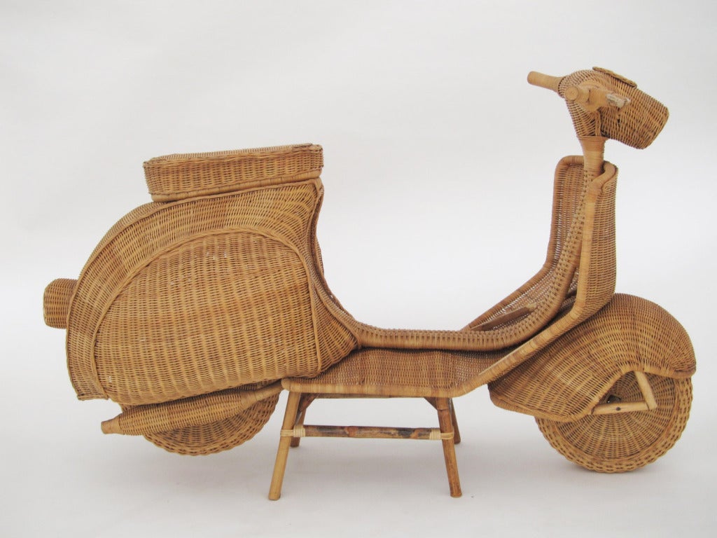 Life Size Wicker Vespa. Highly decorative and exceptionally detailed.