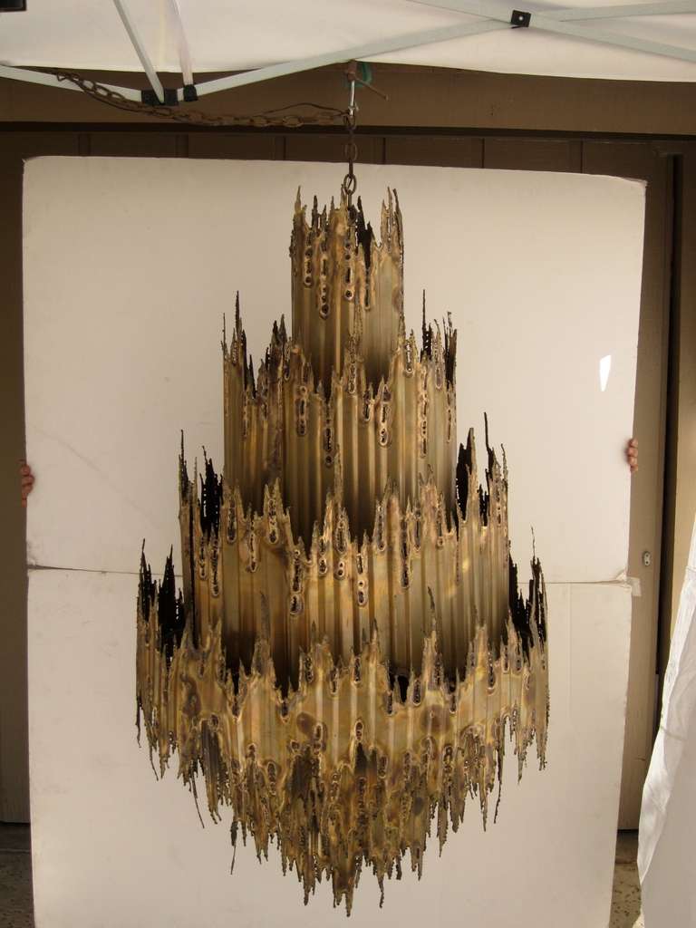 Monumental Brutalist Chandelier by Tom Greene