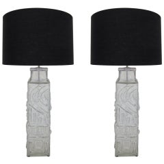 Vintage Pair of Glass Table Lamps