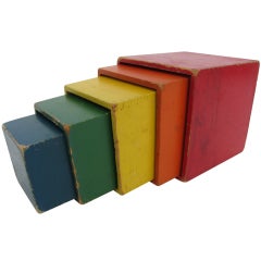 Vintage Colored Wood Boxes