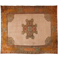 Turkish Oushak Carpet in Pure Wool and Natural Vegetable Dyes, circa 1880 Turkish Oushak Carpet in Pure Wool and Natural Vegetable Dyes, circa 1880