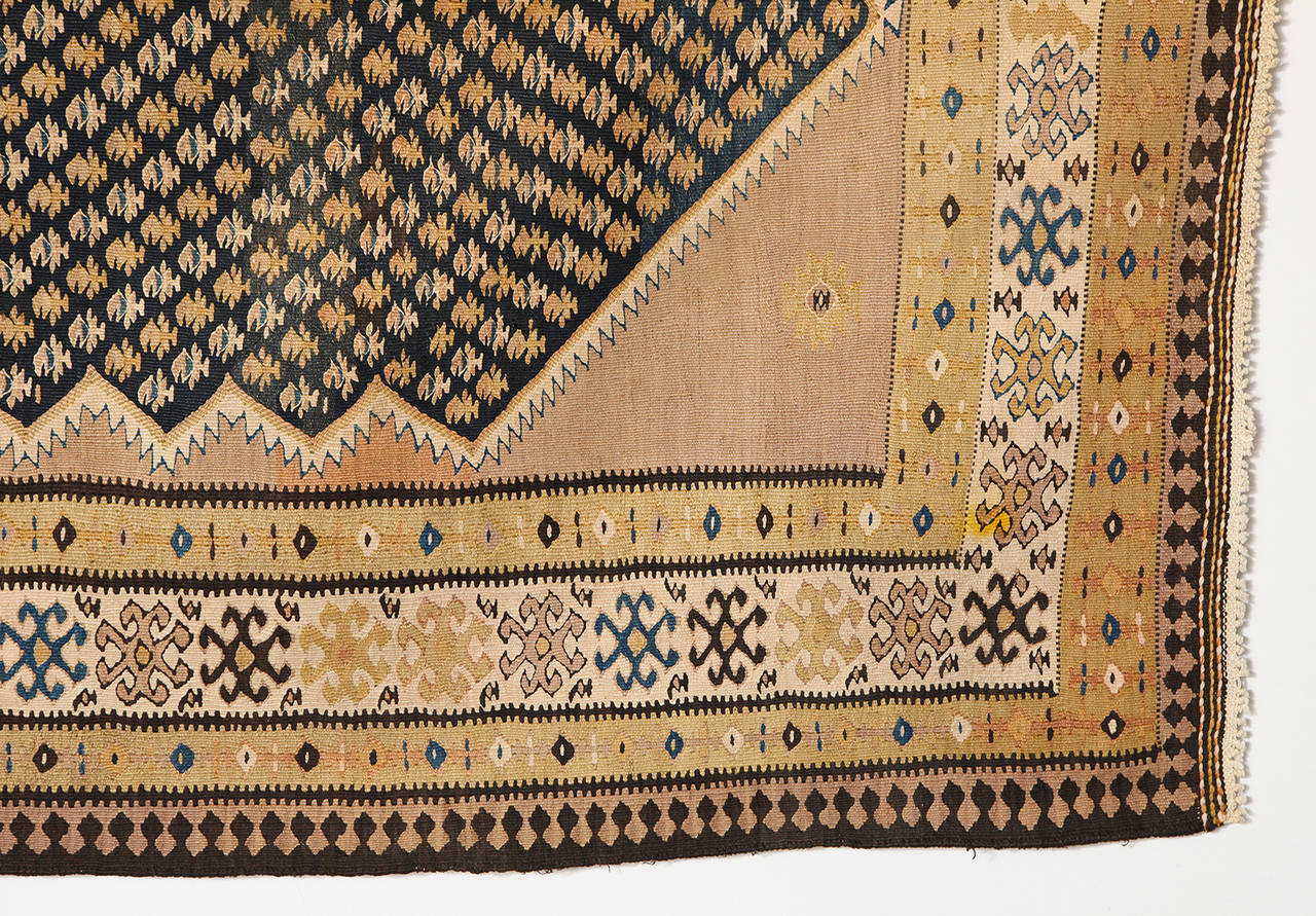 Persian Bidjar Kilim, in Pure Wool and Natural Vegetable Dyes, circa 1890 2