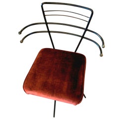 1950's Burnt Orange Velvet Atomic Chair