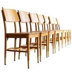 Set of 8 Bentwood School Chairs by Thonet, 1950s