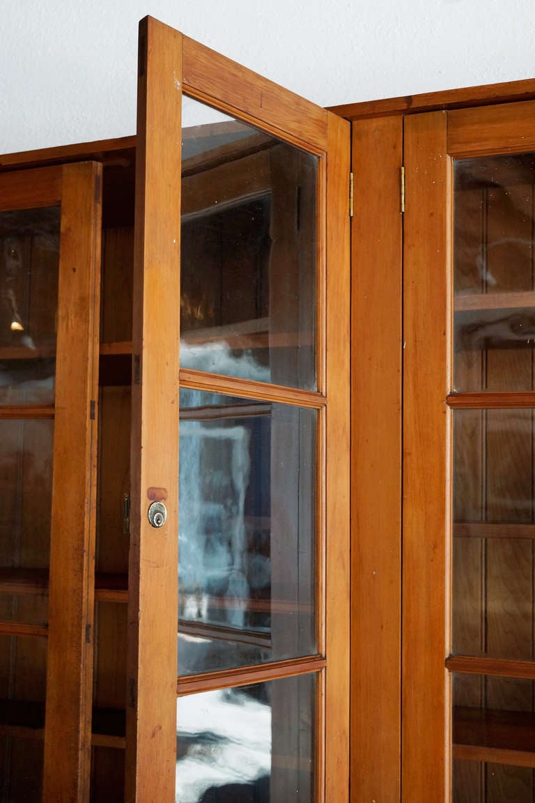 Antique Craftsman Softwood Display Cabinet, circa Late 19th Century In Distressed Condition In Alhambra, CA