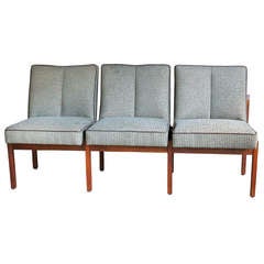 Mid-Century Modern Three Seat Bench with Sculpted Back