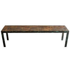 Handmade Rustic Meets Industrial T-Angle Bench, Wood and Steel