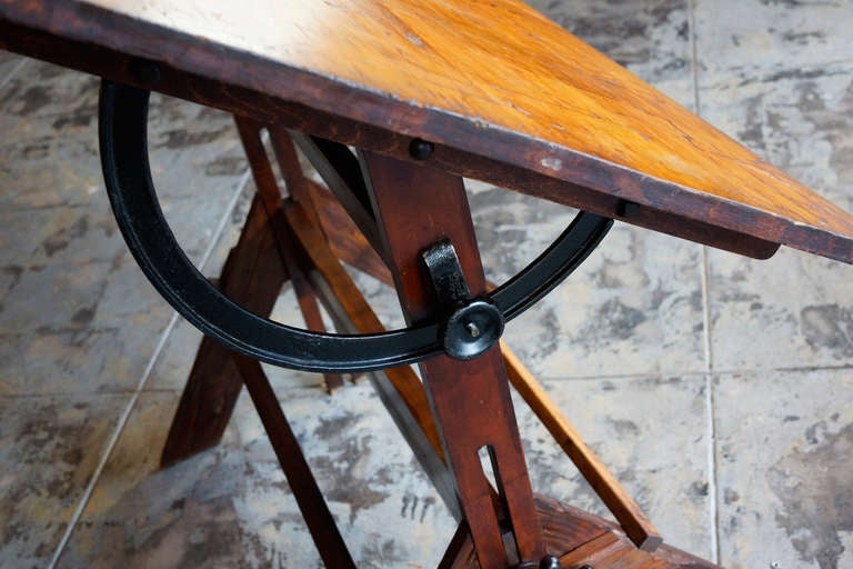 Wood Vintage Industrial Drafting Table