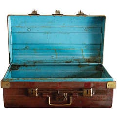 Antique English Steel Trunk, Marked with Crown c. 19th Century