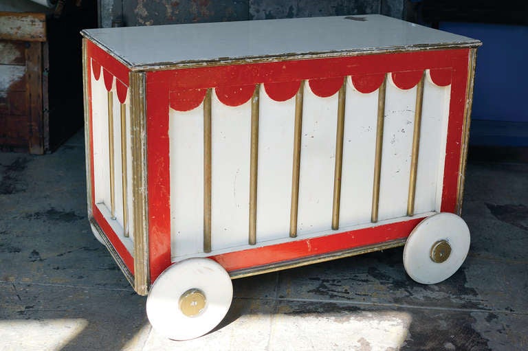 Schoolhouse Antique Circus Carnival Inpired Child's Toy Chest, c. 1940 For Sale