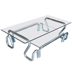 Chrome and Glass Coffee Table circa 1960 by Jerry Johnson