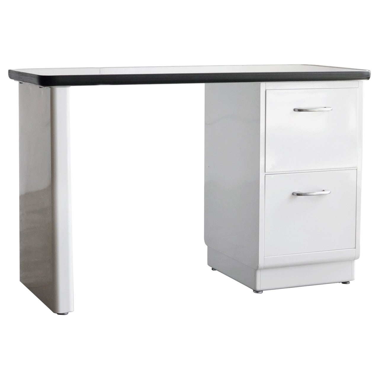 1960s AllSteel Single Pedestal Petit Tanker Desk, Refinished