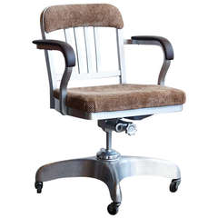 Vintage Aluminum Armed Steno Chair, Refinished, Circa 1950's