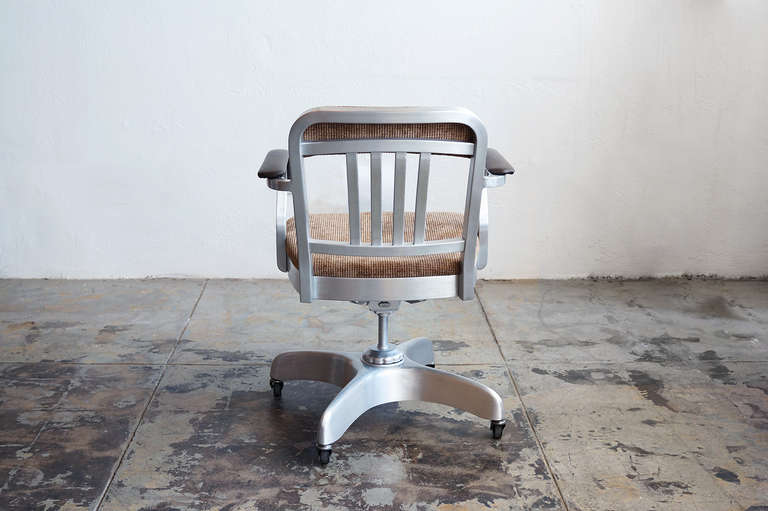 Industrial Aluminum Armed Steno Chair, Refinished, Circa 1950's