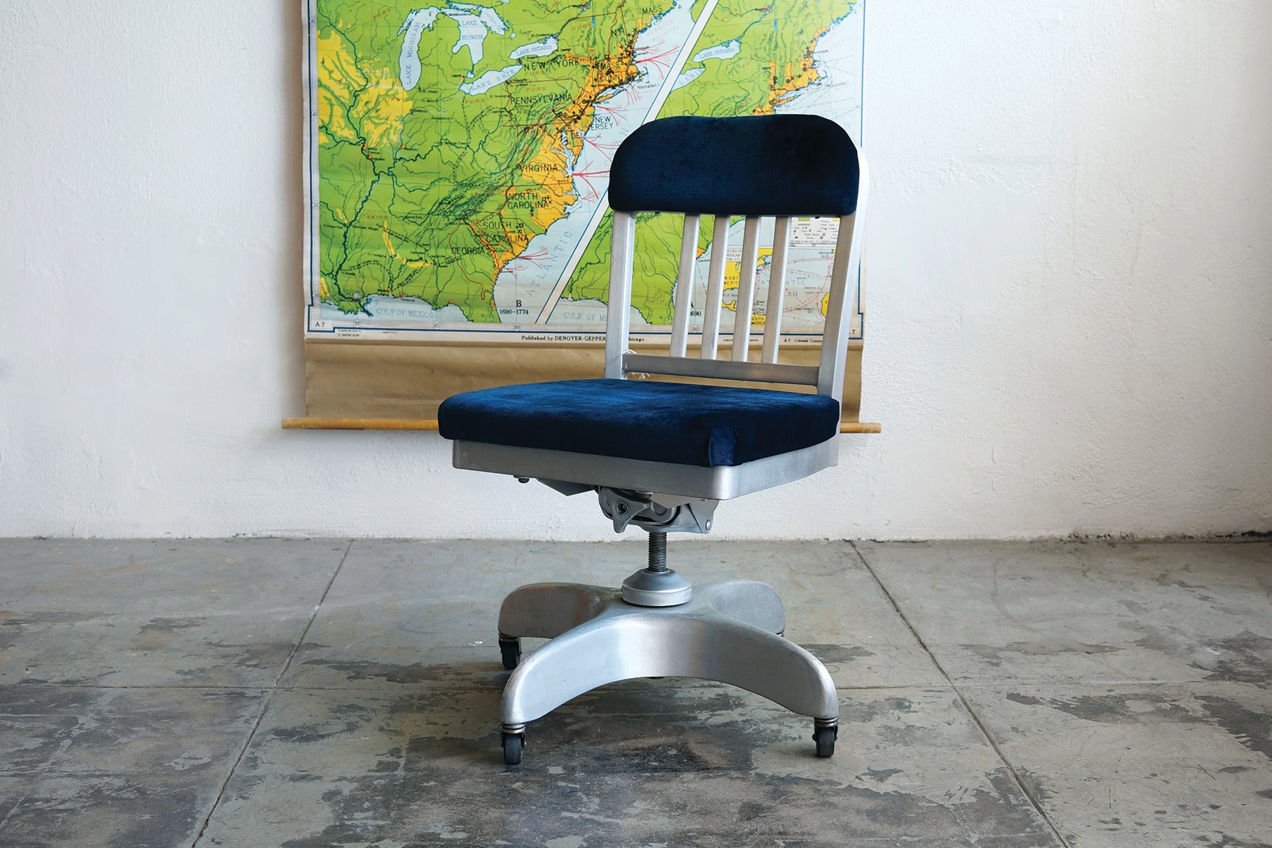 1960's Brushed Aluminum Steno Chair by Horness, Refinished