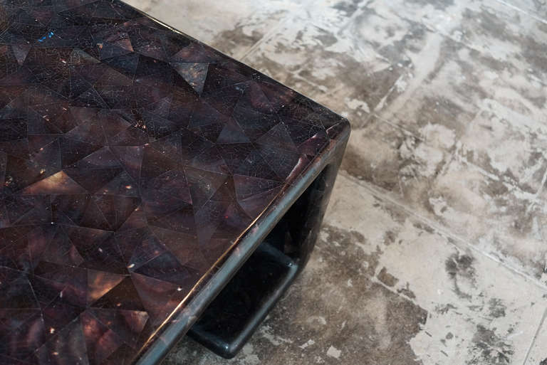 Monumental Maitland Smith Tessellated Shell Coffee Table In Excellent Condition In Alhambra, CA