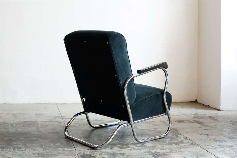 art deco chrome lounge chairs