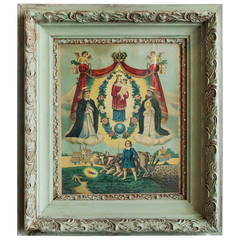 Large Antique Roman Catholic Bookplate, Framed