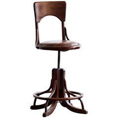 Antique Wood Drafting Stool, circa 1890s