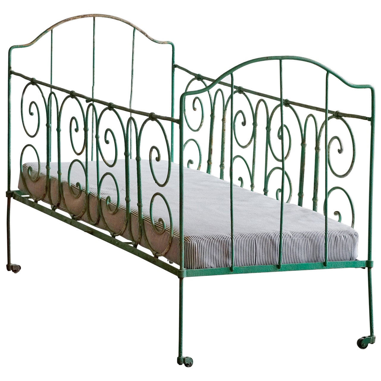 Antique French Wrought Iron Baby Crib