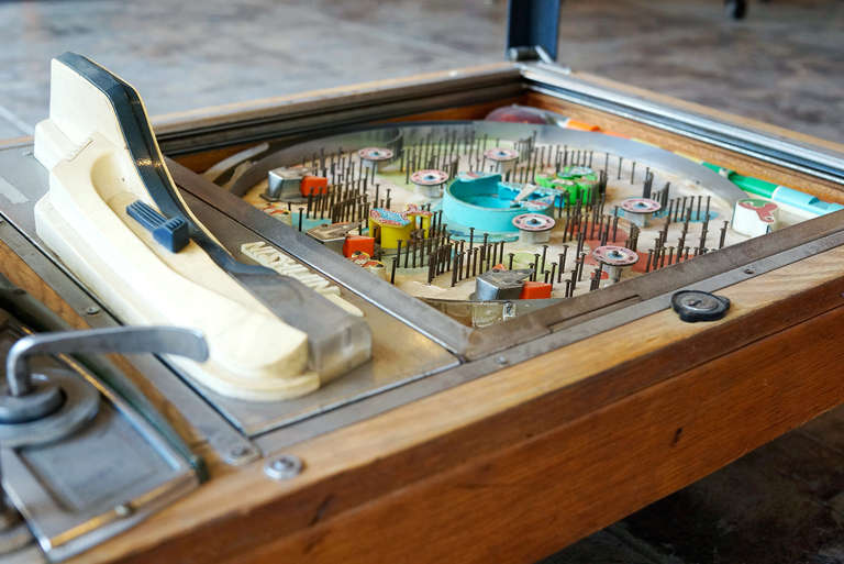 Mid-20th Century Vintage Japanese Pachinko Game, Repurposed as Side Table