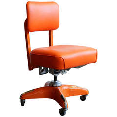 Vintage Armless Task Chair, Refinished in Monochrome Orange