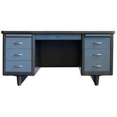 Used Double Pedestal Tanker Desk, Refinished