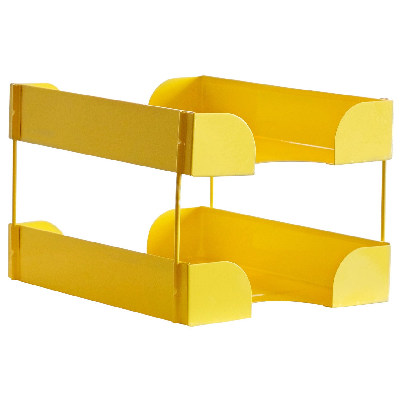 Midcentury Double-Tier Paper Tray, Refinished in Yellow