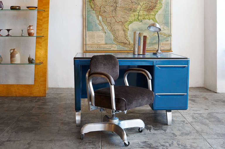 American Single Loop Steno Chair in Chocolate Brown, 1950s