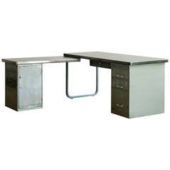 Rare 1950s Modular Tanker Desk with Return by Cole Steel