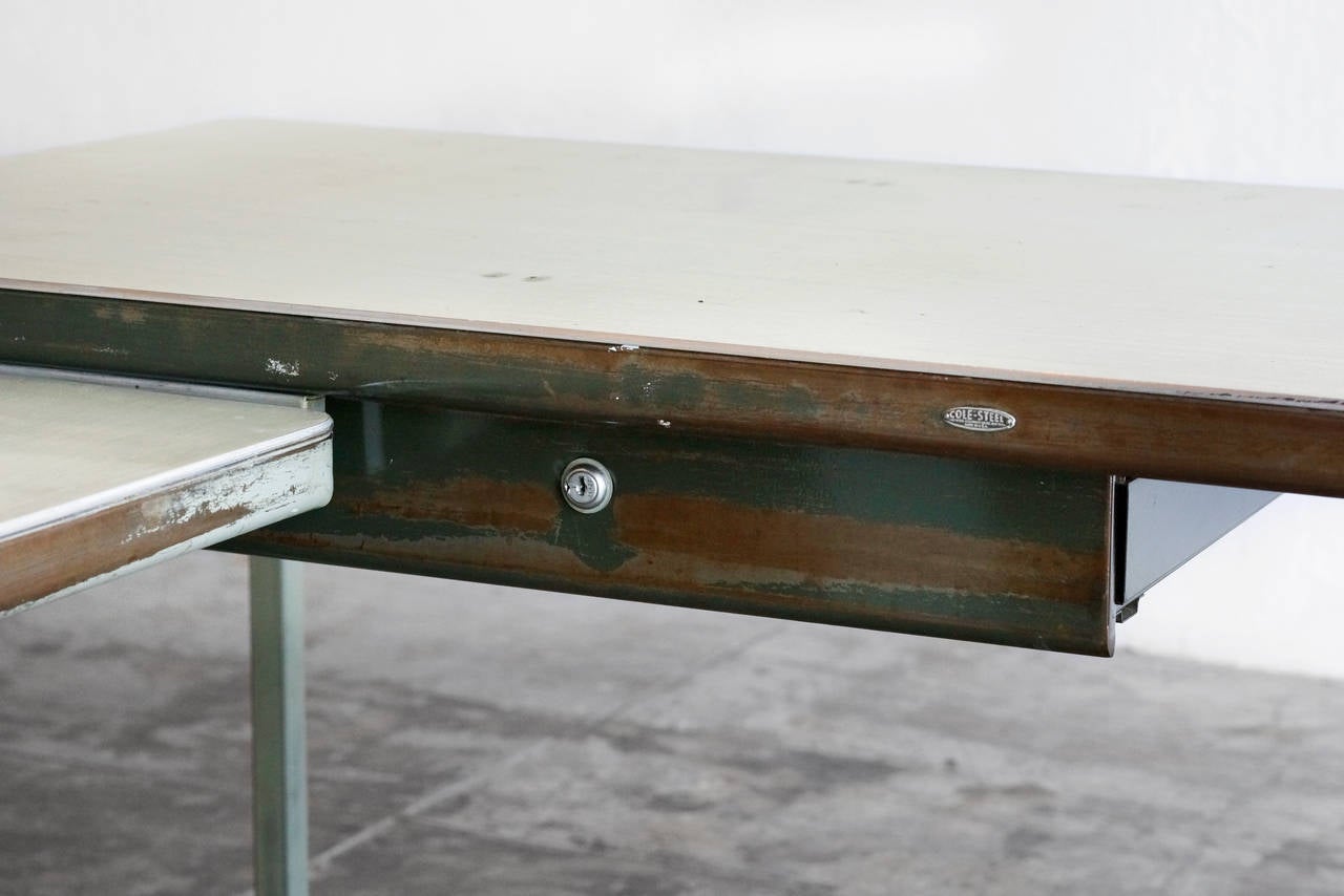 American Rare 1950s Modular Tanker Desk with Return by Cole Steel