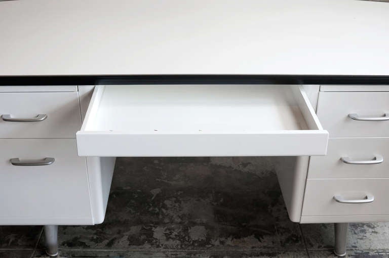 20th Century All Steel Fan Top Tanker Desk with Bumper